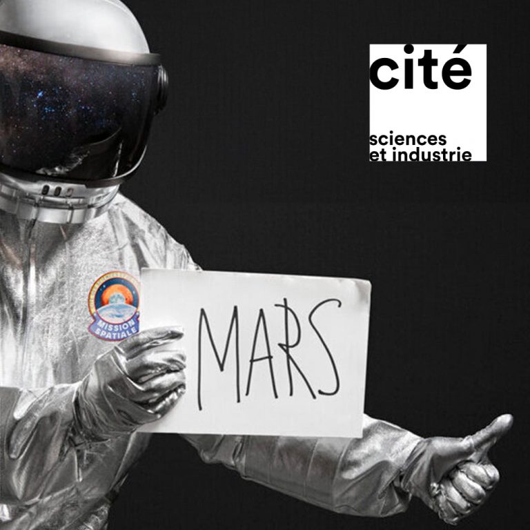 Affiche de l'exposition Mission spatiale à la Cité des Sciences et de l'Industrie